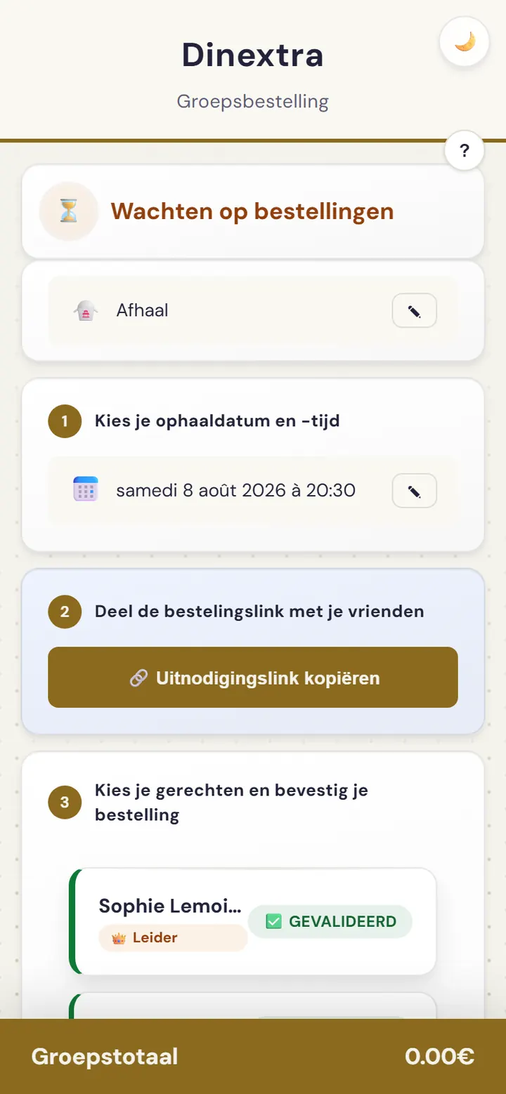 Overzicht van een groepsbestelling